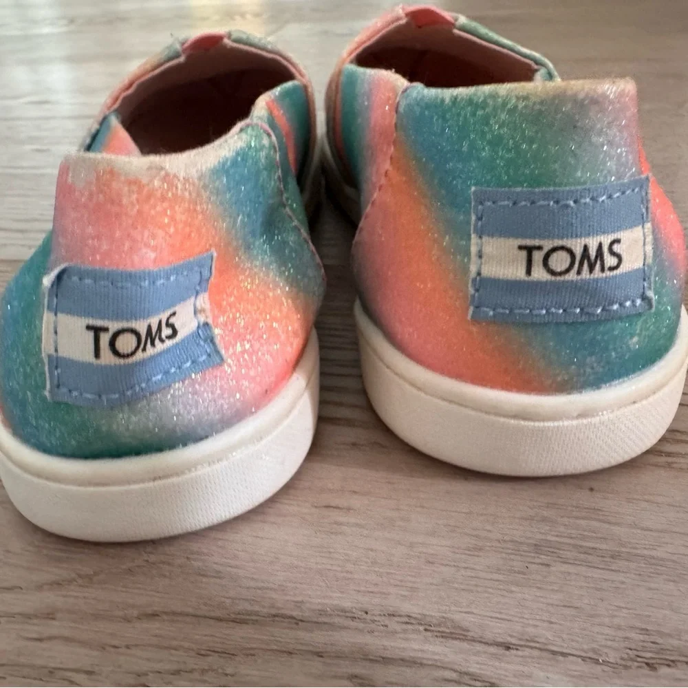 TOMS Kids Alpargata multicolored slip-on shoes - rainbow glitter size Youth 2.5